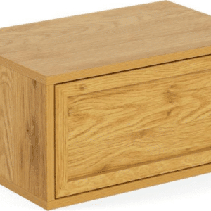 Natbord Signature Nordby væghængt sengebord, natur melamin MDF, mat vild eg overflade, skuffe, H23ÃB46ÃD30 cm